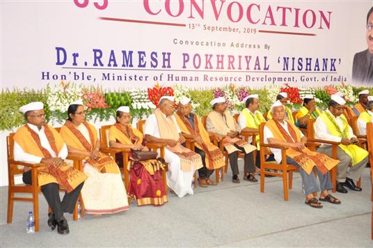 Dignitaries on stage at the Gandhigram Rural University 35th Convocation at Dindigul 