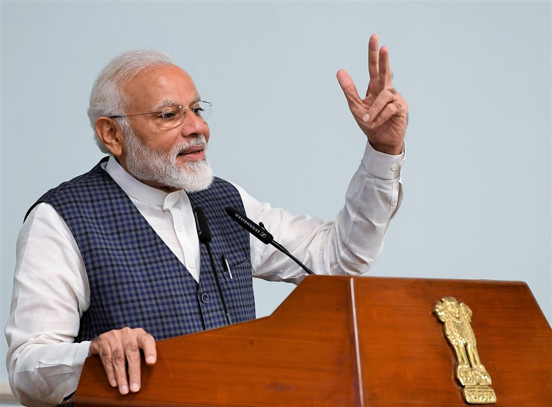 The Prime Minister, Shri Narendra Modi addressing at the release of the results of 4th cycle of All India Tiger Estimation – 2018, on the occasion of the Global Tiger Day, in New Delhi on July 29, 2019.
