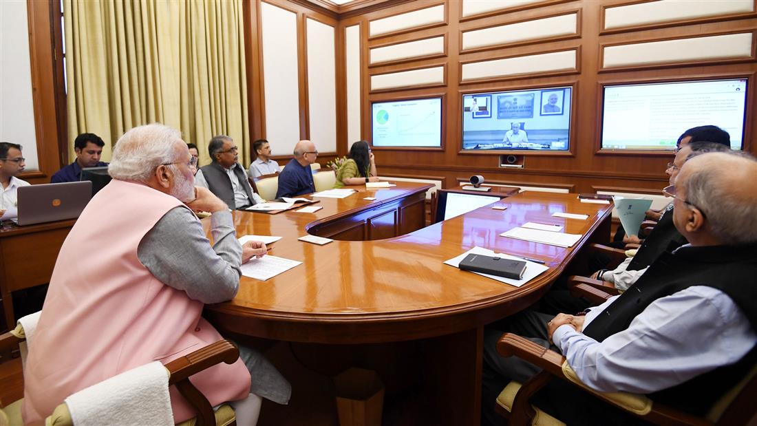 The Prime Minister, Shri Narendra Modi chairing thirtieth interaction through PRAGATI - the ICT-based, multi-modal platform for Pro-Active Governance and Timely Implementation, in New Delhi on July 31, 2019.
