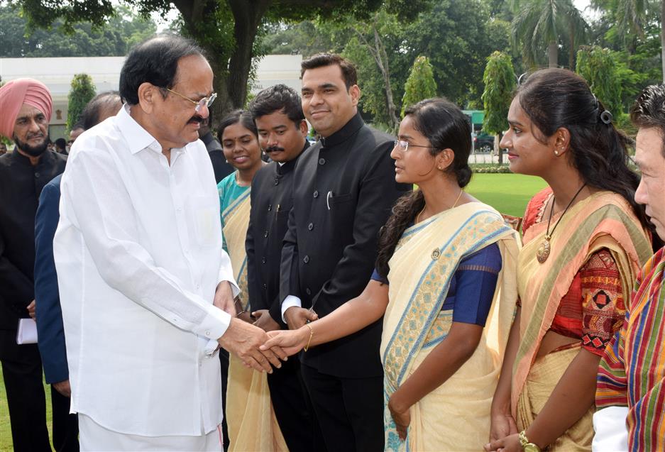 The Vice President, Shri M. Venkaiah Naidu meeting the Officer Trainees of the 2018 Batch of Indian Forest Service, in New Delhi on August 02, 2019. 