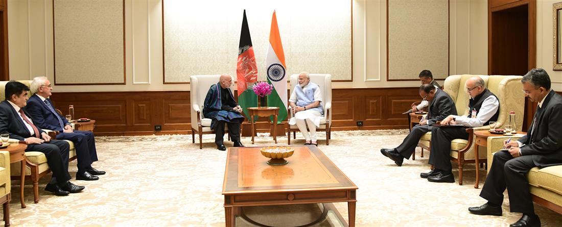 The former President of Afghanistan, Mr. Hamid Karzai calling on the Prime Minister, Shri Narendra Modi, in New Delhi on August 19, 2019.