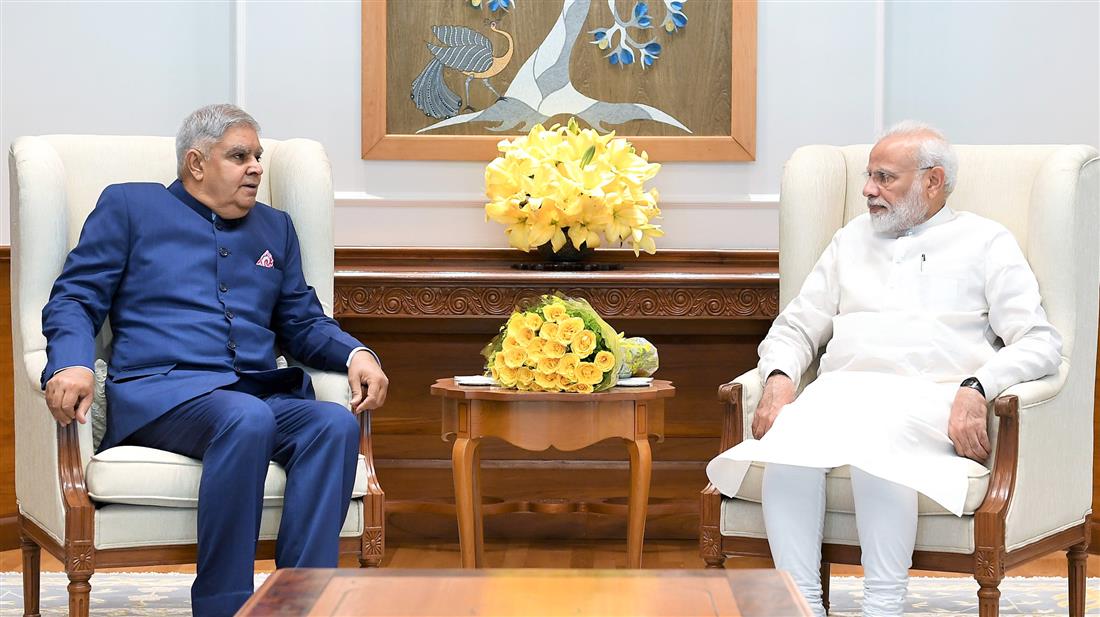 The Governor of West Bengal, Shri Jagdeep Dhankhar meeting the Prime Minister, Shri Narendra Modi, in New Delhi on August 20, 2019.