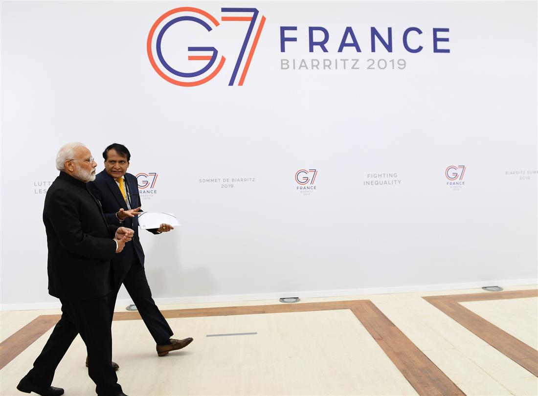 The Prime Minister, Shri Narendra Modi arrives at the venue of the G7 Summit, in Biarritz, France on August 26, 2019.