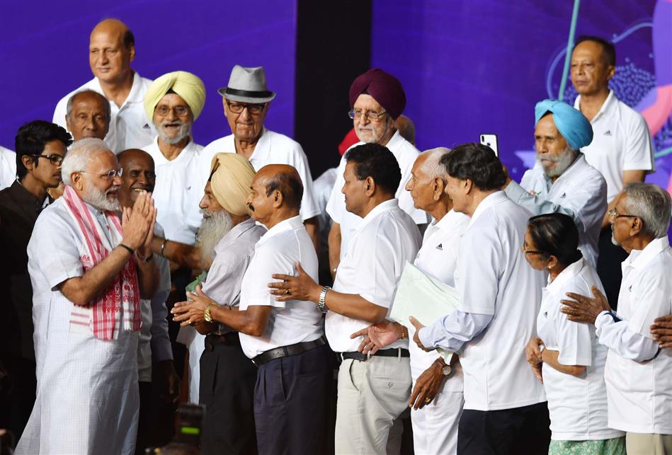 The Prime Minister, Shri Narendra Modi at the launch of the ‘Fit India Movement’, on the occasion of the National Sports Day, at the Indira Gandhi Indoor stadium, in New Delhi on August 29, 2019.
