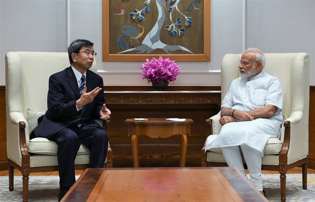 The President, Asian Development Bank (ADB), Mr. Takehiko Nakao calling on the Prime Minister, Shri Narendra Modi, in New Delhi on August 29, 2019.