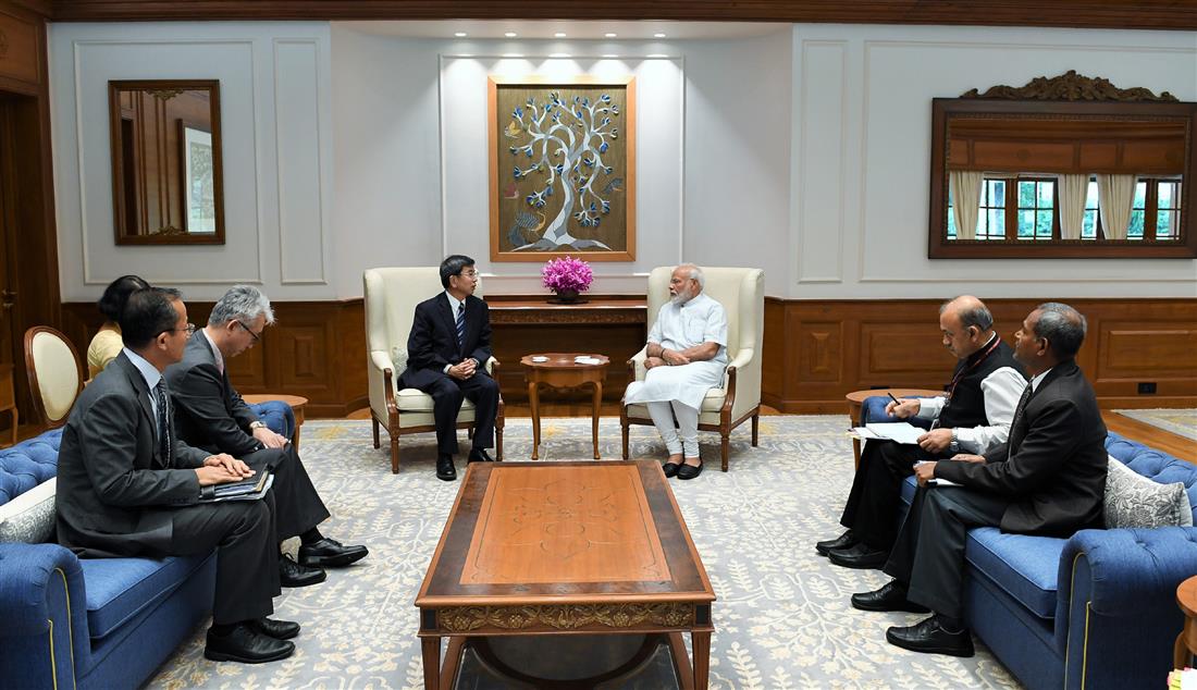 A delegation led by the President, Asian Development Bank (ADB), Mr. Takehiko Nakao calling on the Prime Minister, Shri Narendra Modi, in New Delhi on August 29, 2019.