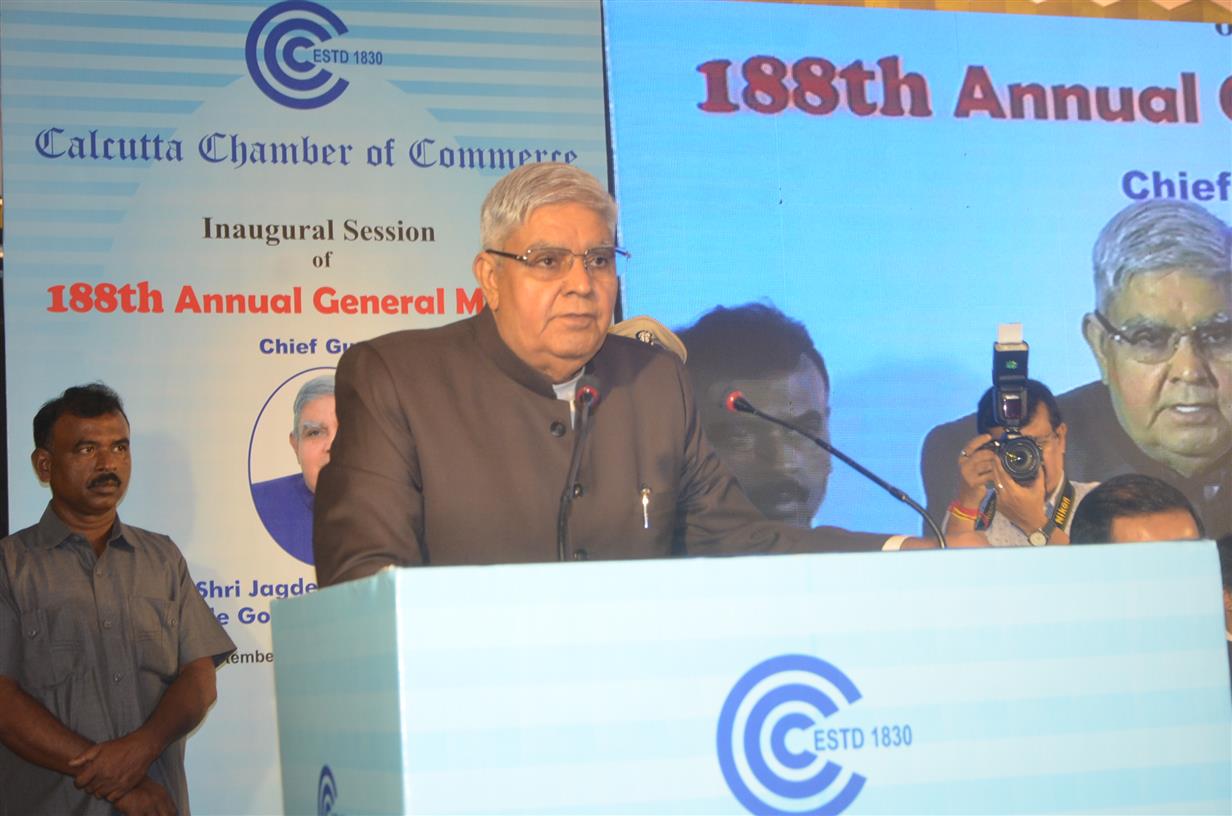 Shri Jagdeep Dhankhar, Governor of West Bengal addressing at the inaugural season of 188th Annual General Meeting of Calcutta Chamber of Commerce in Kolkata on September, 26, 2019.