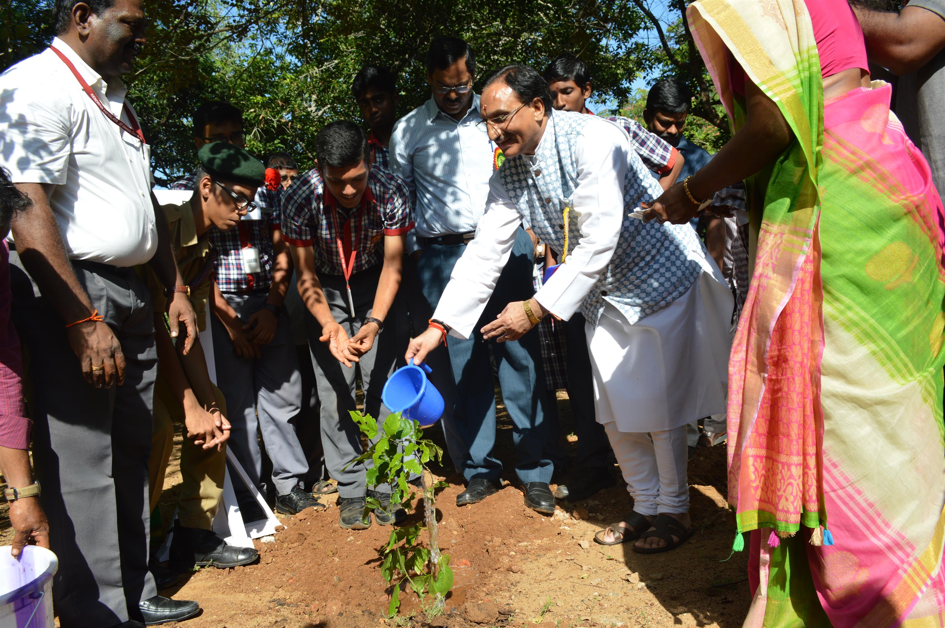 Shri Ramesh Pokhriyal Nishank, Union Minister of Human Resource Development is planting a tree sapling at the Kendriya Vidyalaya in IIT Campus, Chennai today (30.09.19).