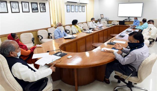 The Union Minister for Agriculture & Farmers Welfare, Rural Development and Panchayati Raj, Shri Narendra Singh Tomar chairing a review meeting of all flagship schemes of Ministry of Rural Development, in New Delhi on April 16, 2020. 
The Minister of State for Rural Development, Sadhvi Niranjan Jyoti, the Secretary (Rural Development), Shri Rajesh Bhushan and senior officers of the Ministry are also seen.
