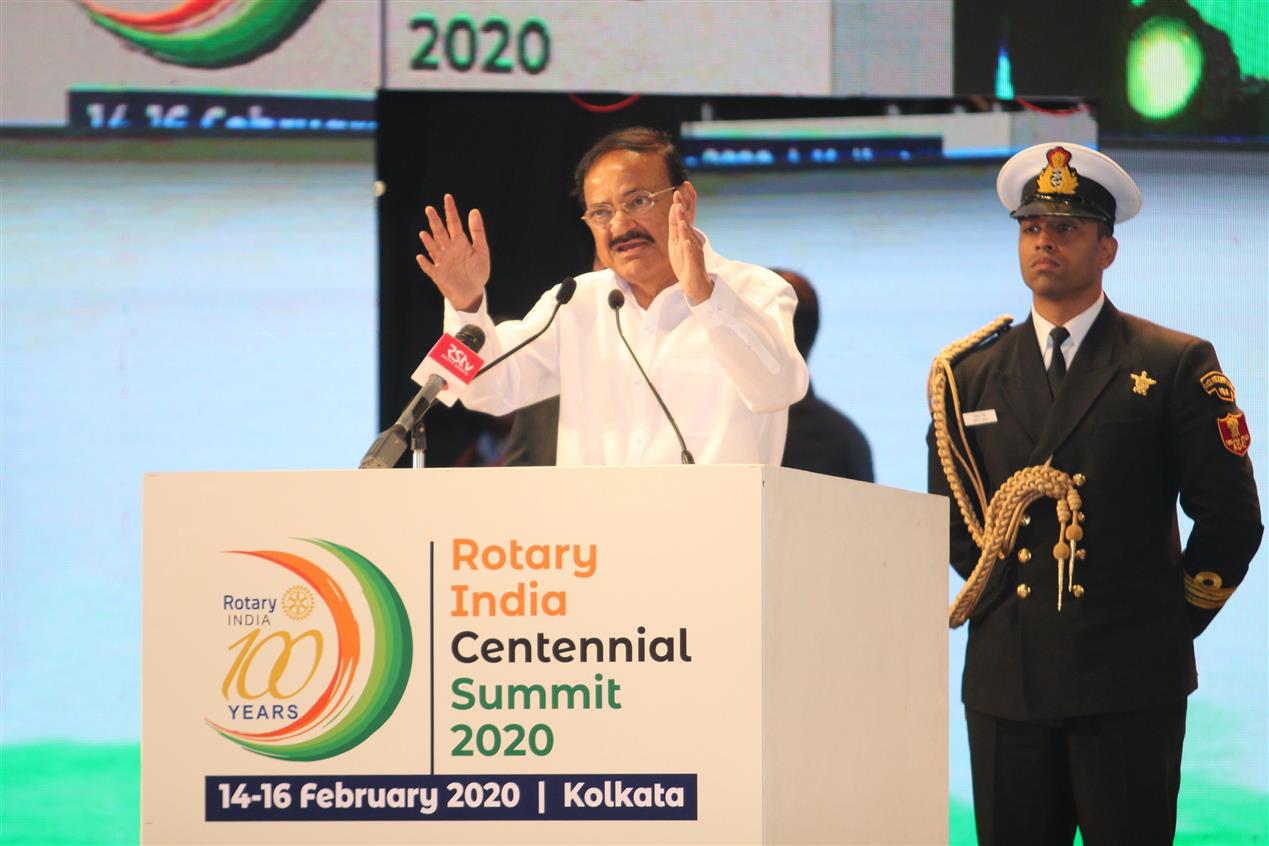 Vice President of India, Shri M  Venkaiah Naidu speaking at the Rotary India International Centennial Summit-2020 in Kolkata on February 16, 2020.