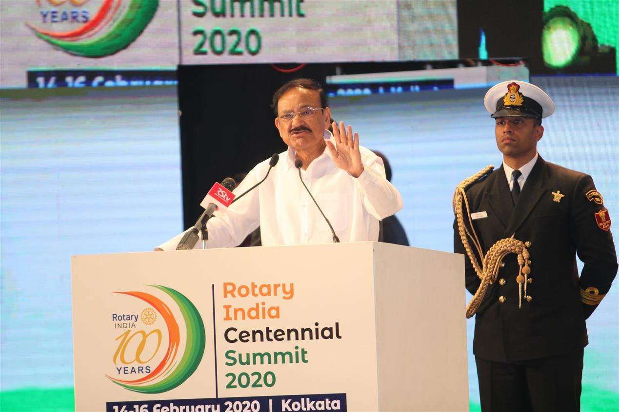 Vice President of India, Shri M  Venkaiah Naidu speaking at the Rotary India International Centennial Summit-2020 in Kolkata on February 16, 2020.