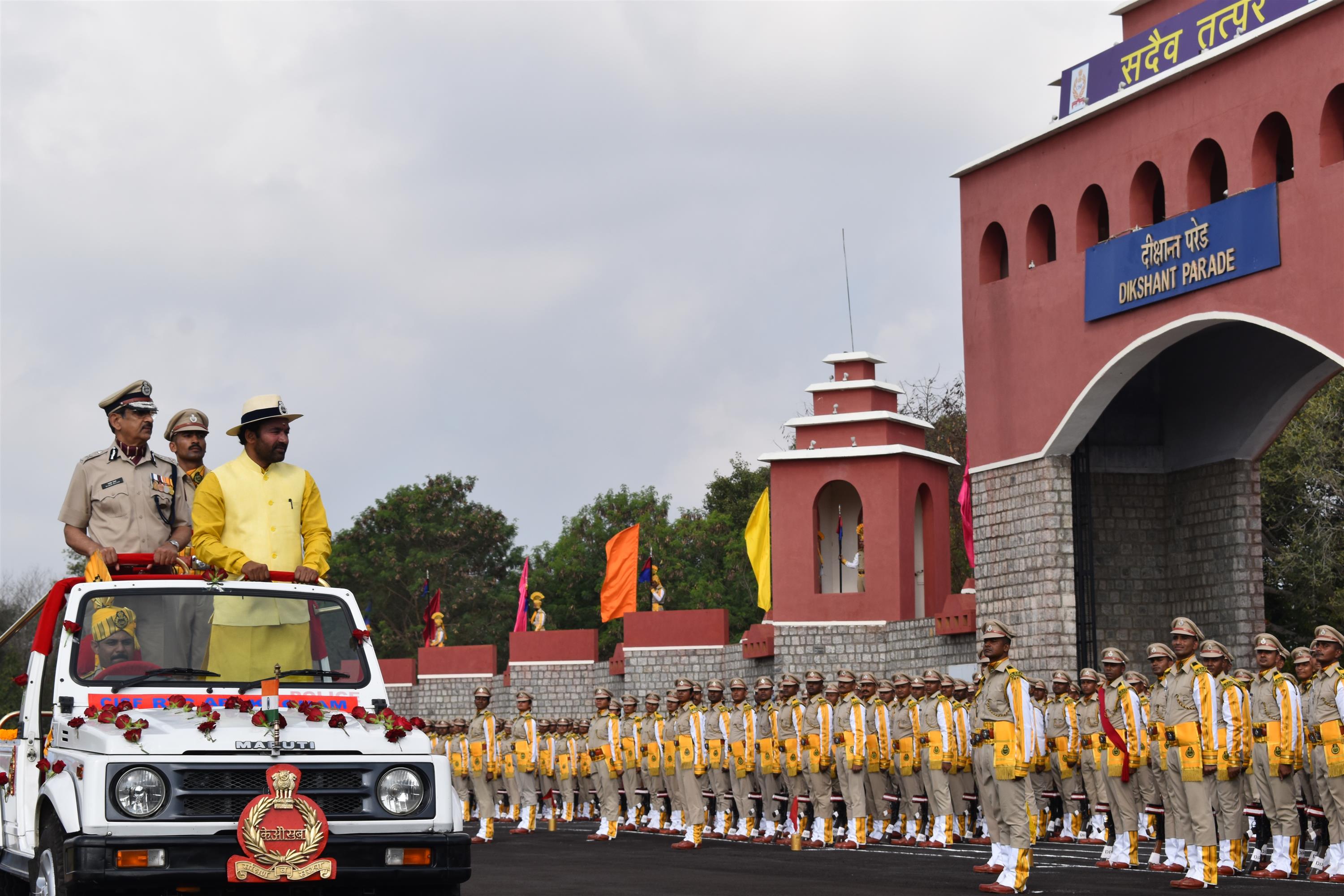Union Minister of State for Home Affairs  ShriKishan Reddy visits the parade of  CISF personnel at CISF RTC, Arakkonam in Tamilnadu on 22 February, 2020