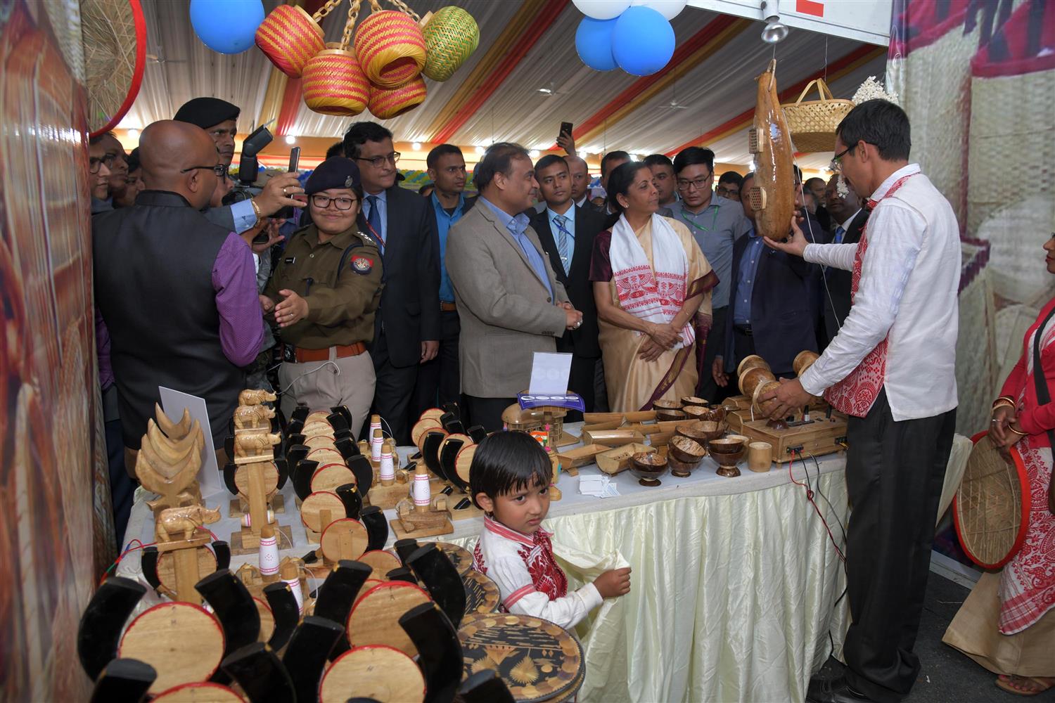 Union Minister of Finance & Corporate Affairs Smt. Nirmala Sitharaman, visiting the exhibition stalls put up by  NGOs at the venue of Bankers meets  at  Khanapara, Guwahati on 27th February 2020. 

