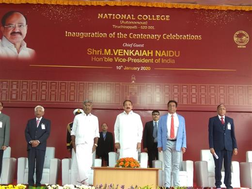Hon'ble Vice President of India Shri. M.Venkaiah Naidu, at the Centenary Celebrations of National College in Trichy. (10.01.2020)