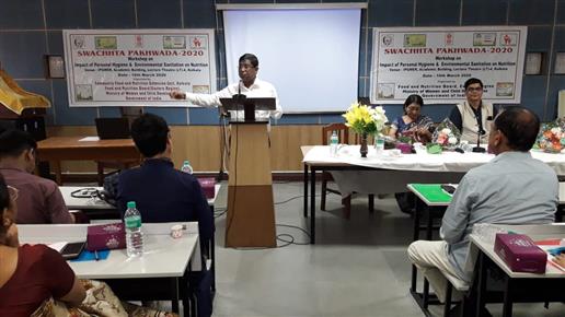 Prof(Dr.) Soumitra Ghosh, In-charge of  Department of Internal Medicine, Obesity and Lifestyle Diseases Division, IPGMER & SSKM, Kolkata during an awareness Workshop cum Seminar ‘Impact of Personal Hygiene and Environmental Sanitation on Nutrition’ organized by Food and Nutrition Board, Eastern Region, Kolkata, Ministry of Women and Child Development in Kolkata.