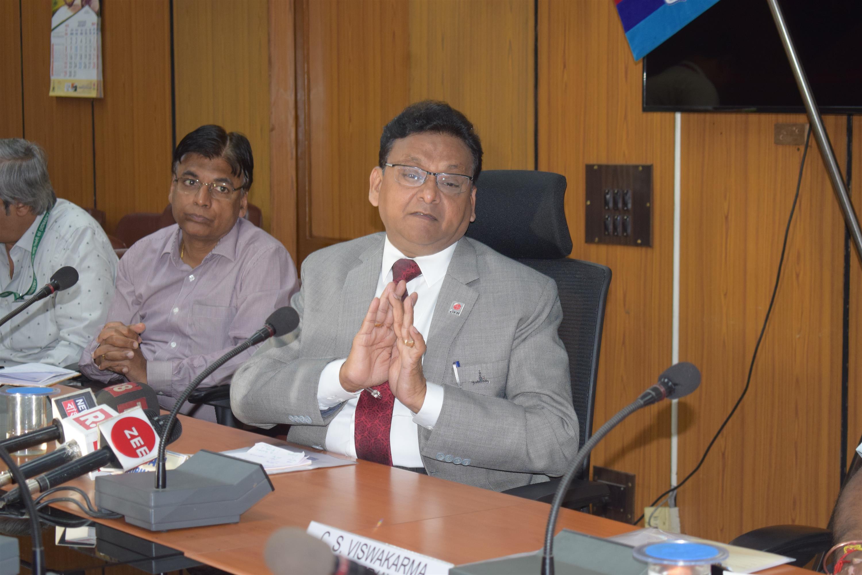 Shri Hari Mohan, Director General of Ordnance Factories and Chairman of Ordnance Factory Board holds a press conference at the Ordnance Factory Board office in Kolkata, 17.03.2020.