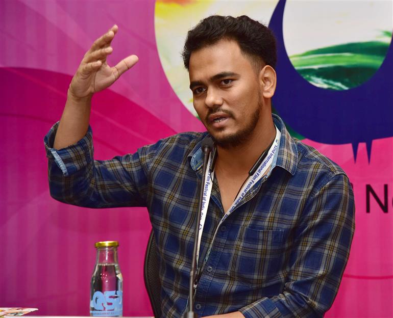 Director of the film ‘Sunpat’, Rahul Rawat addressing a press conference, during the 52nd International Film Festival of India (IFFI-2021), in Panaji, Goa on November 25, 2021.