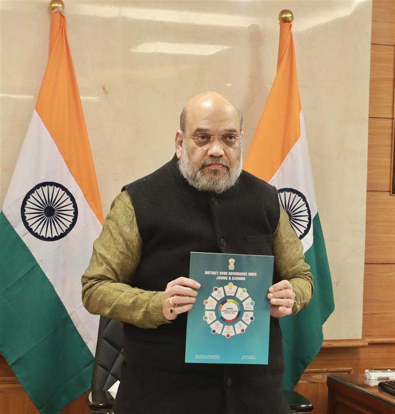 The Union Home and Cooperation Minister, Shri Amit Shah virtually releasing the District Good Governance Index (DGGI) in Jammu and Kashmir, on January 22, 2022.