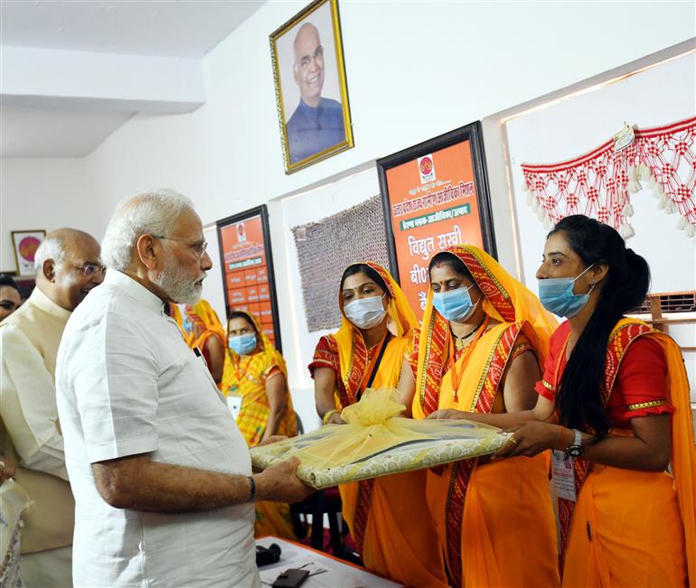 PM visits the Milan Kendra, in Paraunkh, Kanpur on June 03, 2022.