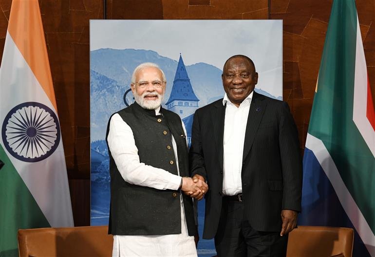PM in a Bilateral meeting with the President of the Republic of South Africa, Mr. Cyril Ramaphosa on the sidelines of G-7 Summit, in Germany on June 27, 2022.