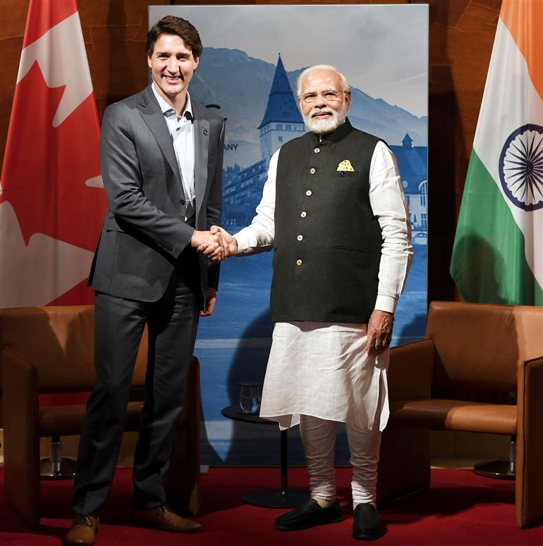 PM in a bilateral meeting with the Prime Minister of Canada, Mr. Justin Trudeau on the sidelines of G-7 Summit, in Germany on June 27, 2022.