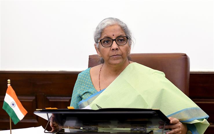 The Union Minister for Finance and Corporate Affairs, Smt. Nirmala Sitharaman chairing the 7th Annual Meeting of the Board of Governors of New Development Bank, via video conferencing, in New Delhi on May 19, 2022. 