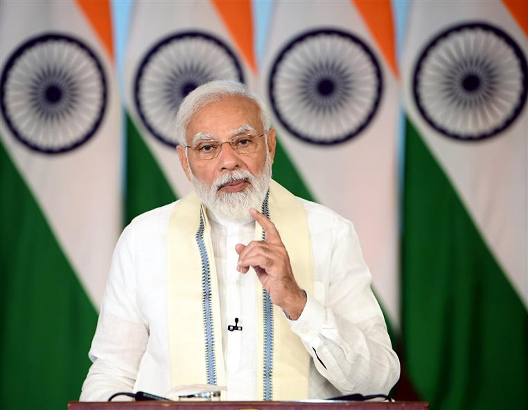 PM addressing at the launch of QUAD Fellowship via video message, in Tokyo, Japan on May 24, 2022.:Prime Minister's Office PM addressing at the launch of QUAD Fellowship via video message, in Tokyo, Japan on May 24, 2022.:Prime Minister
