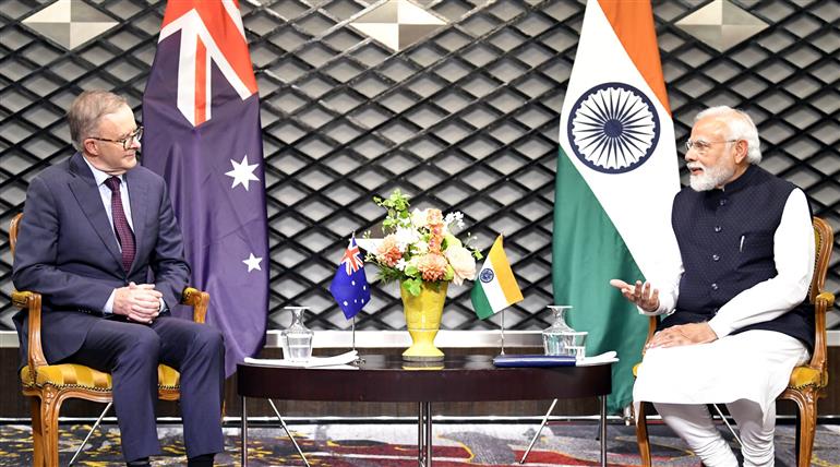 PM meeting the Australian Prime Minister, Mr. Anthony Albanese, on the sidelines of the Quad Leaders’ Summit in Tokyo, Japan on May 24, 2022.