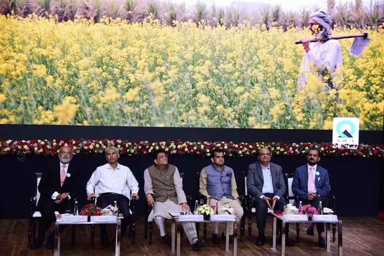 The Union Minister for Commerce & Industry, Consumer Affairs, Food & Public Distribution and Textiles, Shri Piyush Goyal at the Silver Jubilee Function of Quality Council of India, in New Delhi on October 06, 2022.