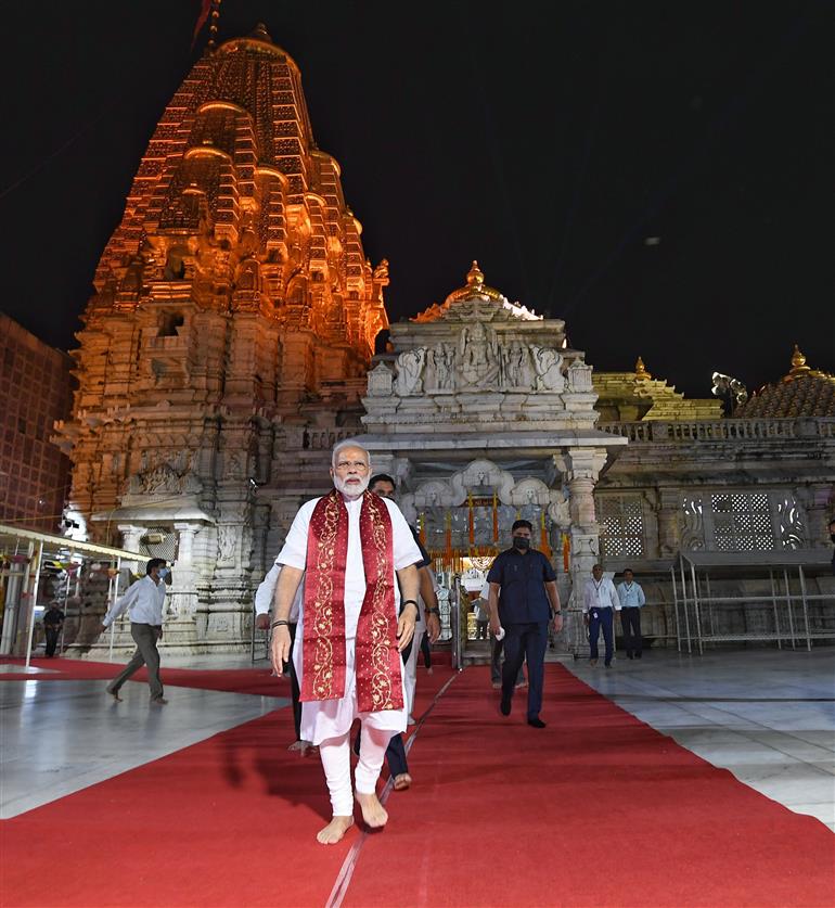 PM at Ambaji Temple, in Gujarat on September 30, 2022.