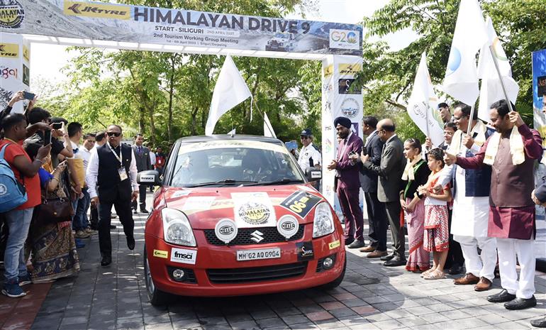 The Union Minister for Culture, Tourism and Development of North Eastern Region (DoNER), Shri G. Kishan Reddy flags off the Himalayan Drive 9, a car rally to promote the G 20 theme on the sidelines of 2nd G20 Tourism Working Group meeting (TWG) at Darjeeling, in West Bengal on April 2, 2023.