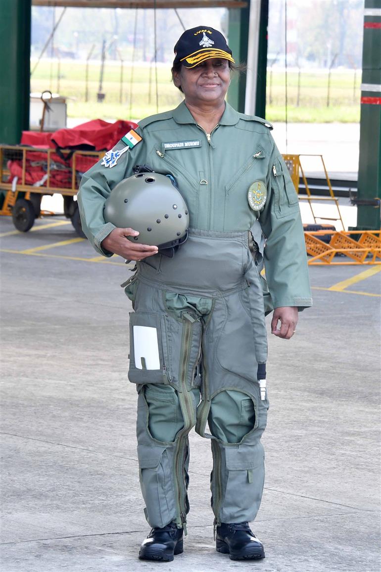 The President of India, Smt. Droupadi Murmu took a historic sortie in a Sukhoi 30 MKI fighter aircraft at the Tezpur Air Force Station, in Assam on April 8, 2023.