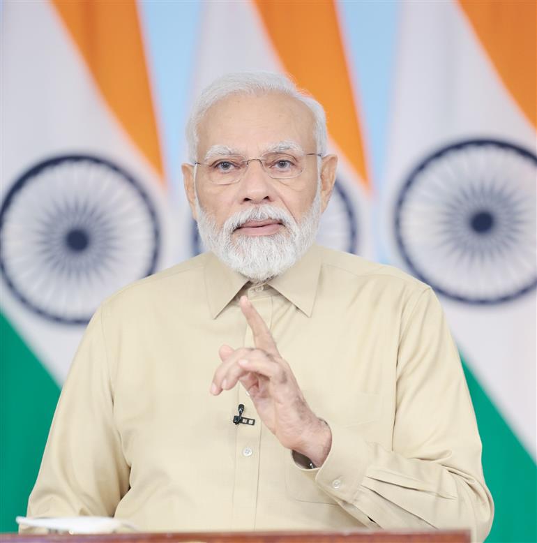 PM addresses G20 Health Ministers’ Meet in Gandhinagar, Gujarat via video message on August 18, 2023.