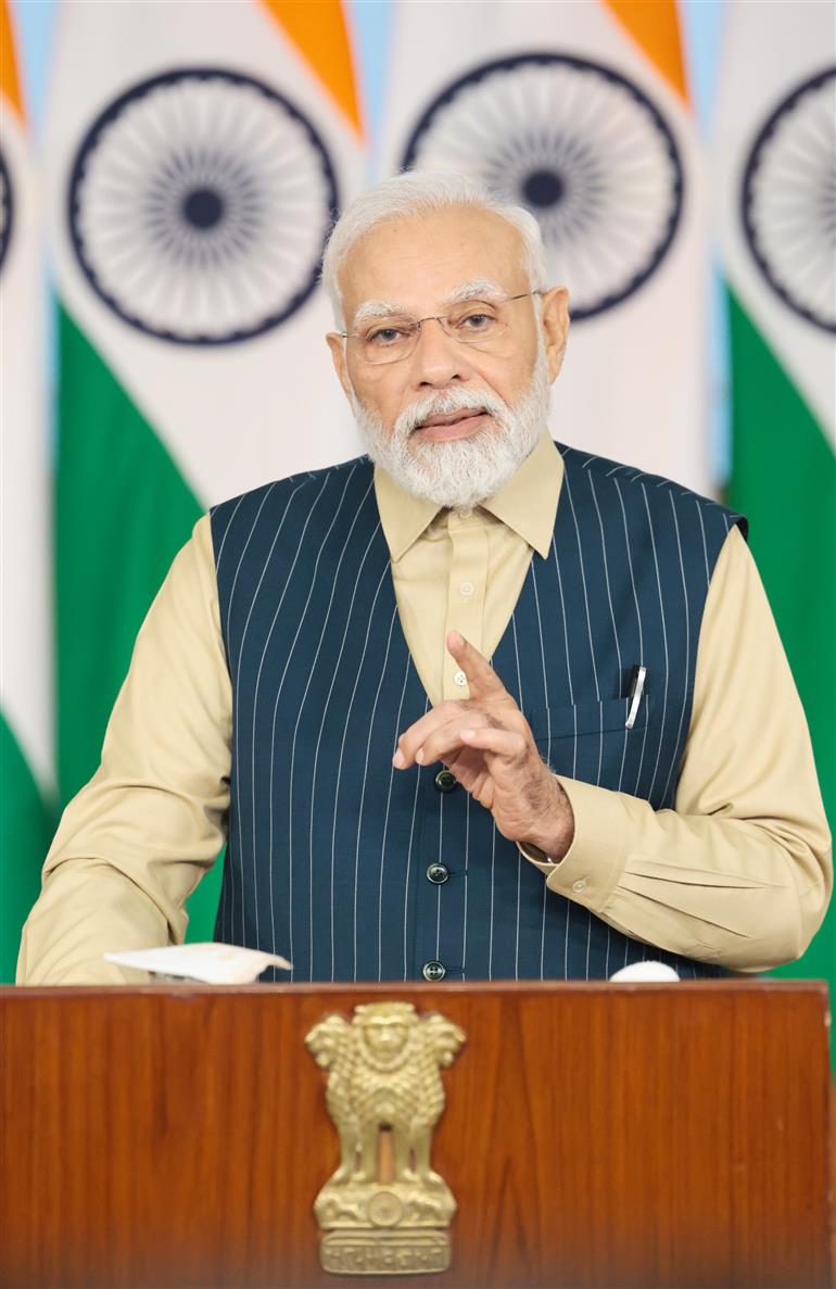 PM addresses G20 Digital Economy Ministers meeting in Bengaluru via video message on August 19, 2023.