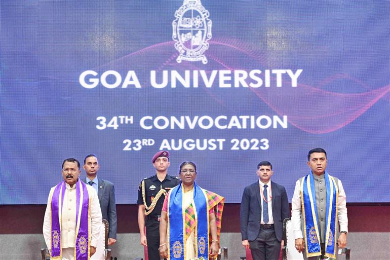 The President of India, Smt Droupadi Murmu graced the 34th convocation of Goa University at Raj Bhavan, in Goa on August 23, 2023.