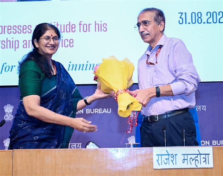 The Principal Director General, Sh. Rajesh Malhotra at the Celebration of his Remarkable Journey Superannuation in PIB at National Media Centre, in New Delhi on August 31, 2023.