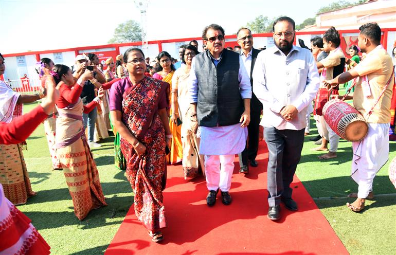 The Union Minister of State for Health & Family Welfare, Prof. S.P. Singh Baghel attends the ‘World AIDS Day’ 2023 event at Srimanta Sankardeva International Auditorium in Guwahati, Assam on December 01, 2023.