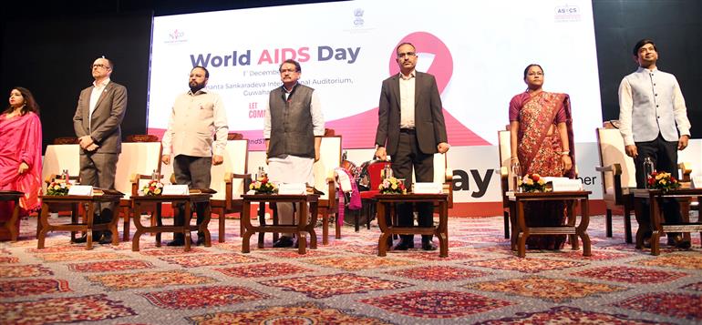 The Union Minister of State for Health & Family Welfare, Prof. S.P. Singh Baghel attends the ‘World AIDS Day’ 2023 event at Srimanta Sankardeva International Auditorium in Guwahati, Assam on December 01, 2023.