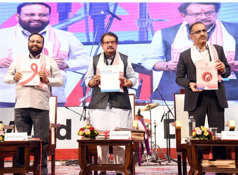 The Union Minister of State for Health & Family Welfare, Prof. S.P. Singh Baghel attends the ‘World AIDS Day’ 2023 event at Srimanta Sankardeva International Auditorium in Guwahati, Assam on December 01, 2023.