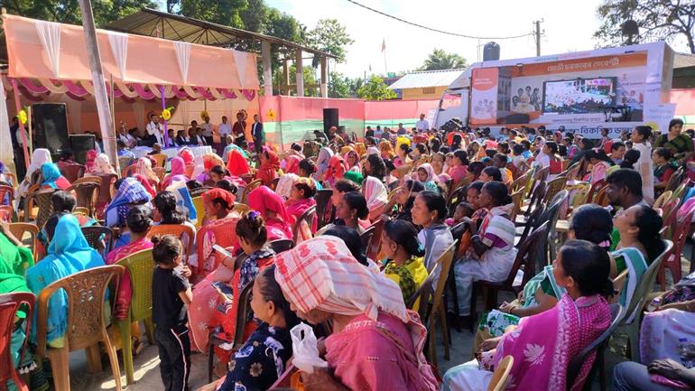 The Minister of Panchayat & Rural Development and Food & Civil Supply Government of Assam, Shri Ranjit Kumar Das attends the Viksit Bharat Sankalp Yatra programme at Borpothar Panchayat, in Dibrugarh district of Assam on December 13, 2023.