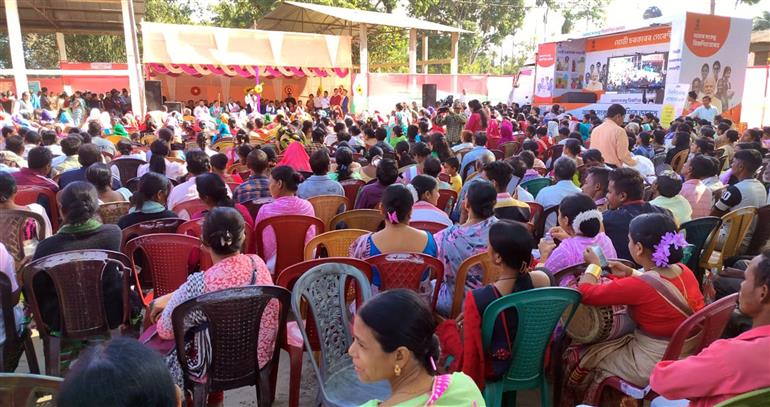 The Minister of Panchayat & Rural Development and Food & Civil Supply Government of Assam, Shri Ranjit Kumar Das attends the Viksit Bharat Sankalp Yatra programme at Borpothar Panchayat, in Dibrugarh district of Assam on December 13, 2023.