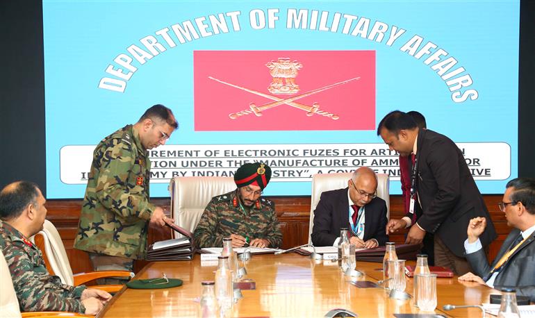 The Ministry of Defence signed a landmark contract with BEL, Pune for procurement of Electronic Fuzes for the Indian Army for a period of 10 years on December 15, 2023.