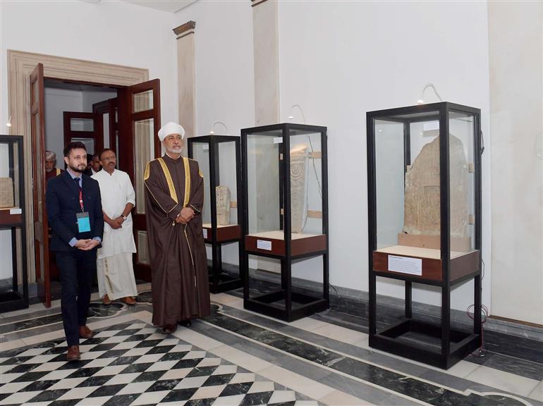 The Sultan of Oman, Majesty Haitham Bin Tarik visits at National Gallery of Modern Art (NGMA), in New Delhi on December 16, 2023.
