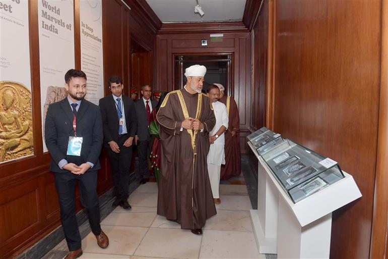The Sultan of Oman, Majesty Haitham Bin Tarik visits at National Gallery of Modern Art (NGMA), in New Delhi on December 16, 2023.