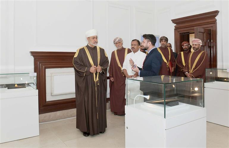 The Sultan of Oman, Majesty Haitham Bin Tarik visits at National Gallery of Modern Art (NGMA), in New Delhi on December 16, 2023.