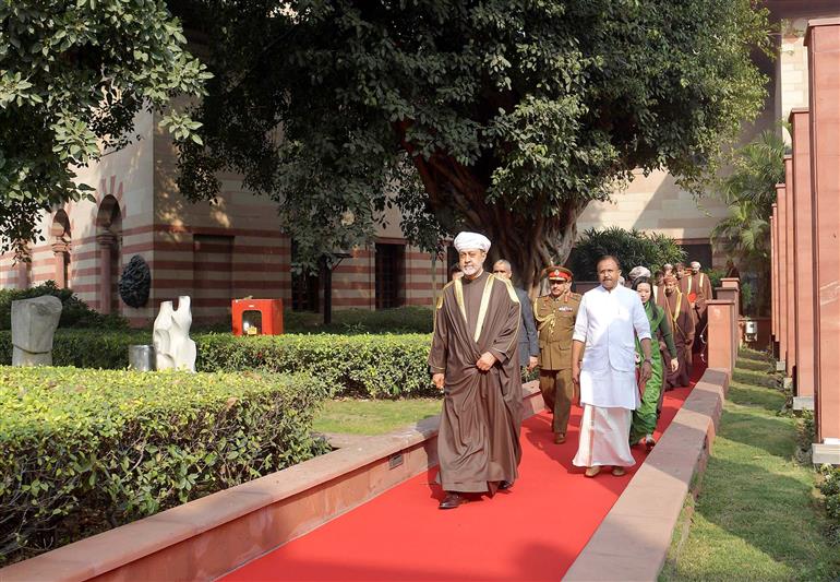 The Sultan of Oman, Majesty Haitham Bin Tarik visits at National Gallery of Modern Art (NGMA), in New Delhi on December 16, 2023.