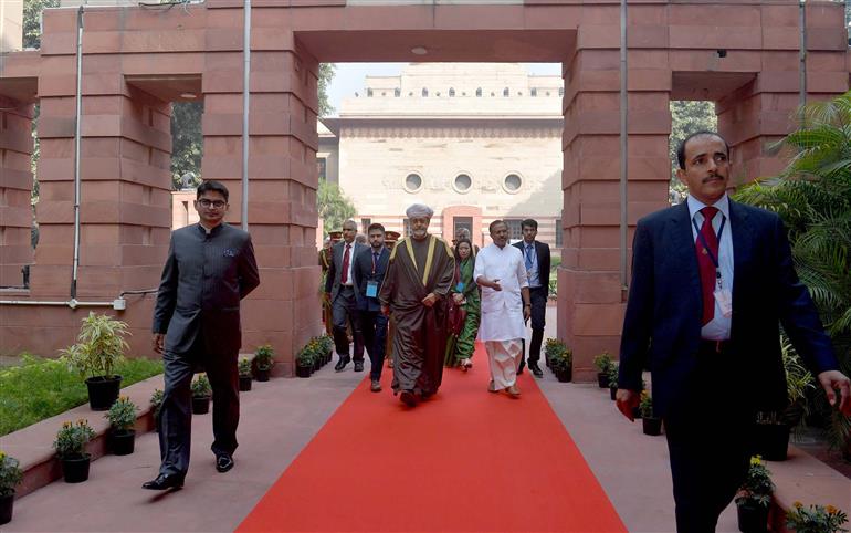 The Sultan of Oman, Majesty Haitham Bin Tarik visits at National Gallery of Modern Art (NGMA), in New Delhi on December 16, 2023.