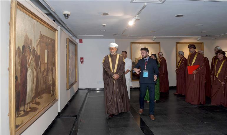 The Sultan of Oman, Majesty Haitham Bin Tarik visits at National Gallery of Modern Art (NGMA), in New Delhi on December 16, 2023.