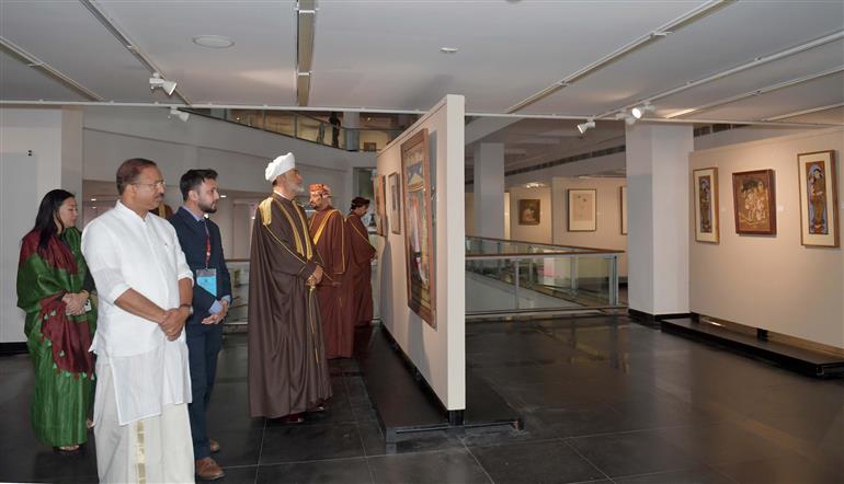 The Sultan of Oman, Majesty Haitham Bin Tarik visits at National Gallery of Modern Art (NGMA), in New Delhi on December 16, 2023.