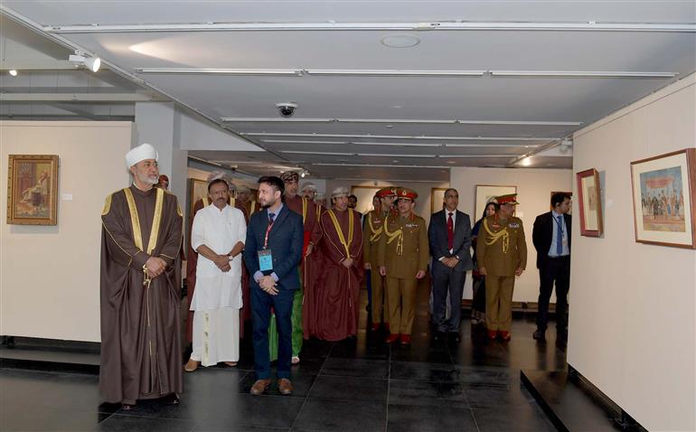 The Sultan of Oman, Majesty Haitham Bin Tarik visits at National Gallery of Modern Art (NGMA), in New Delhi on December 16, 2023.